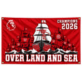 Arsenal - Over Land and Sea - Champions 2026 Tifo Flag/Banner for Fans | 5x3ft