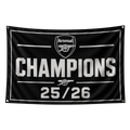 Arsenal Black Champions 25/26 Flag/Banner - 5x3ft