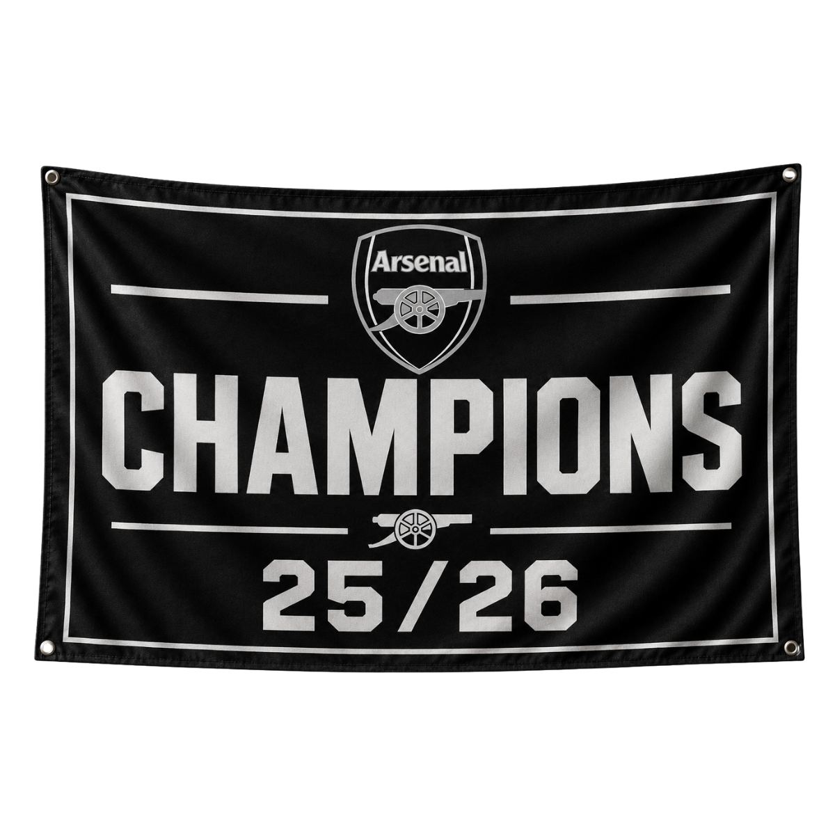 Arsenal Black Champions 25/26 Flag/Banner - 5x3ft