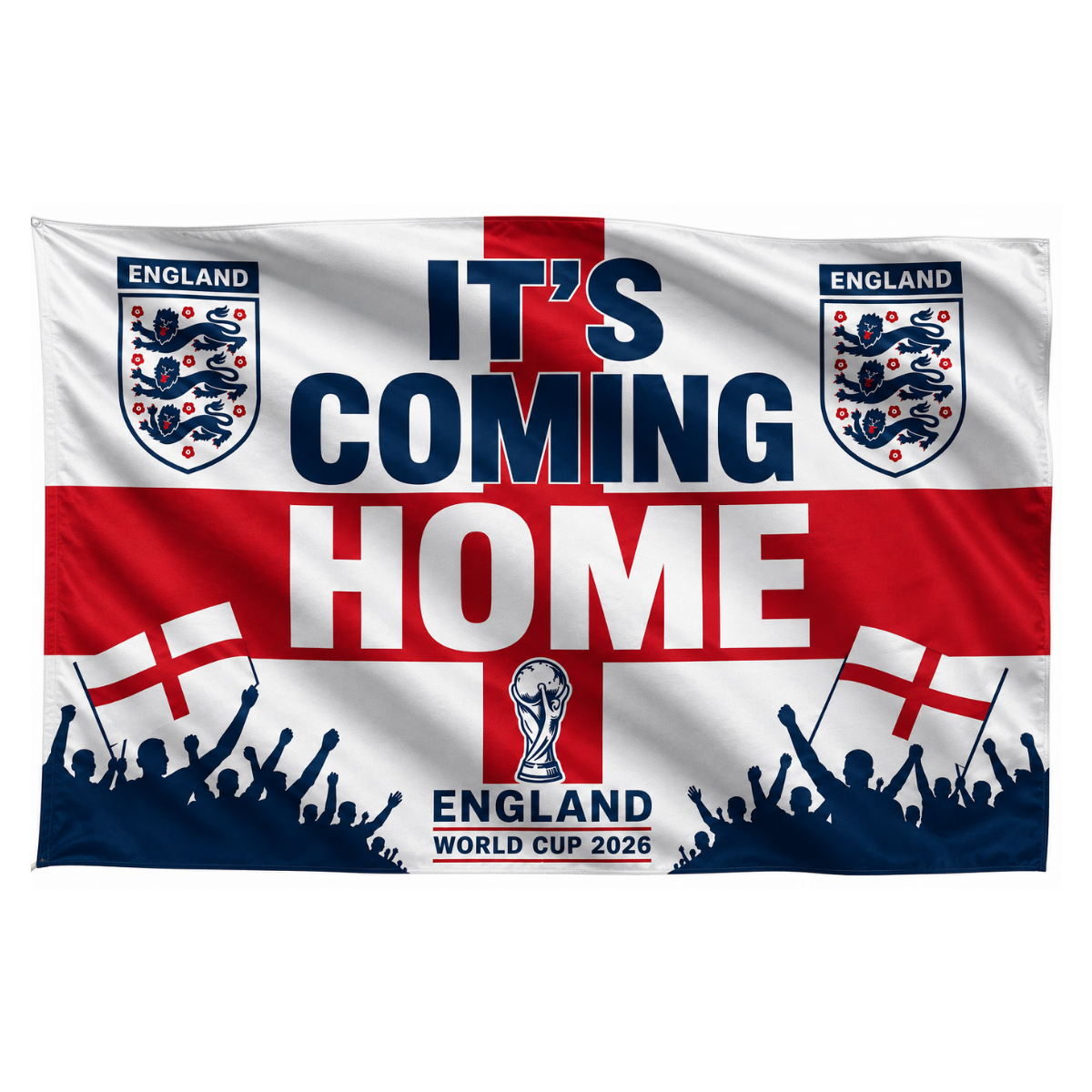 England/Three Lions World Cup 2026 Flag/banner - 5x3ft - "It's Coming Home"