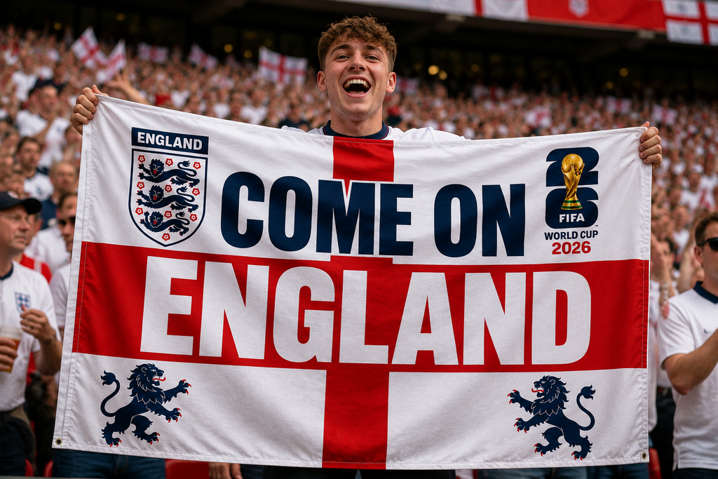 England World Cup 2026 Flag/banner - 5x3ft - "Come on England"