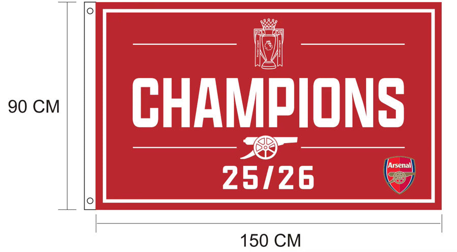 Arsenal Premier League Champions 25/26 Flag/Banner - 5x3ft